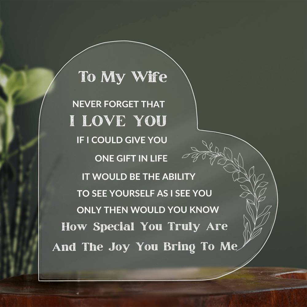 To My Wife Heart Acrylic - No Stand